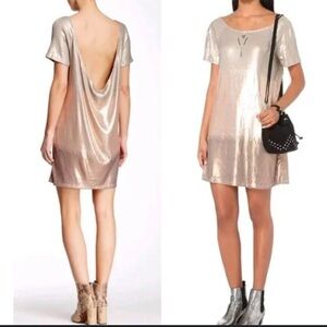 Free People Shimmering Gold Dress. Size Large